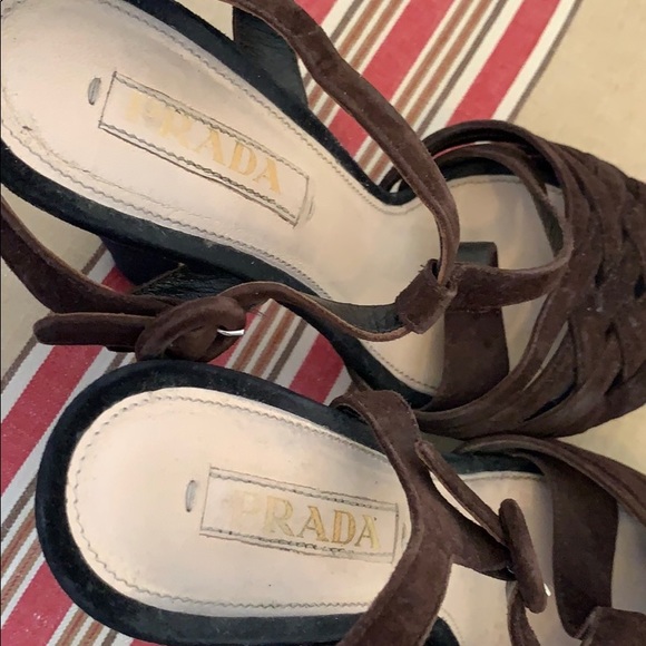 Prada Suede Black & Brown Platform Heels - Picture 10 of 14